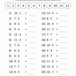 Free Printable Math Sheets Mental Subtraction To 12 2 | Výuka | 1St | Free Printable Subtraction Worksheets