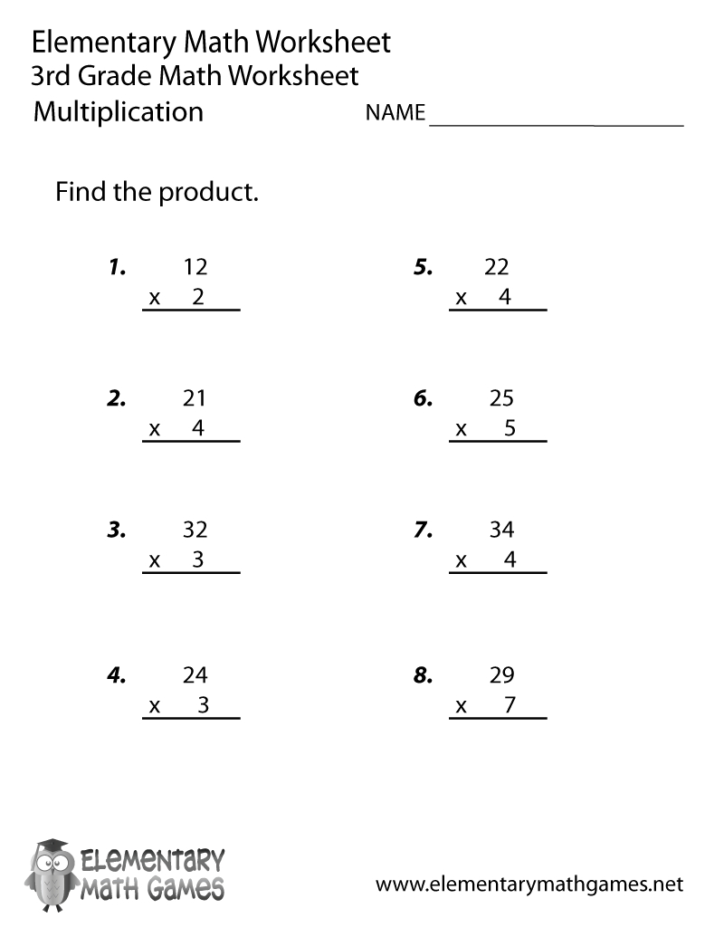 Free Printable Multiplication Worksheet For Third Grade | Free Printable Worksheets For Third Grade Math
