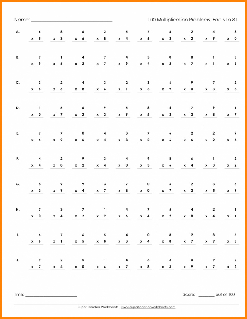 Free Printable Multiplication Worksheets With 100 Problems #1001162 | Free Printable Multiplication Worksheets 100 Problems