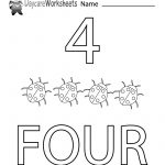 Free Printable Number Four Learning Worksheet For Preschool | Daycare Worksheets Printable