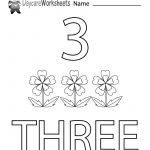 Free Printable Number Three Learning Worksheet For Preschool | Daycare Worksheets Printable