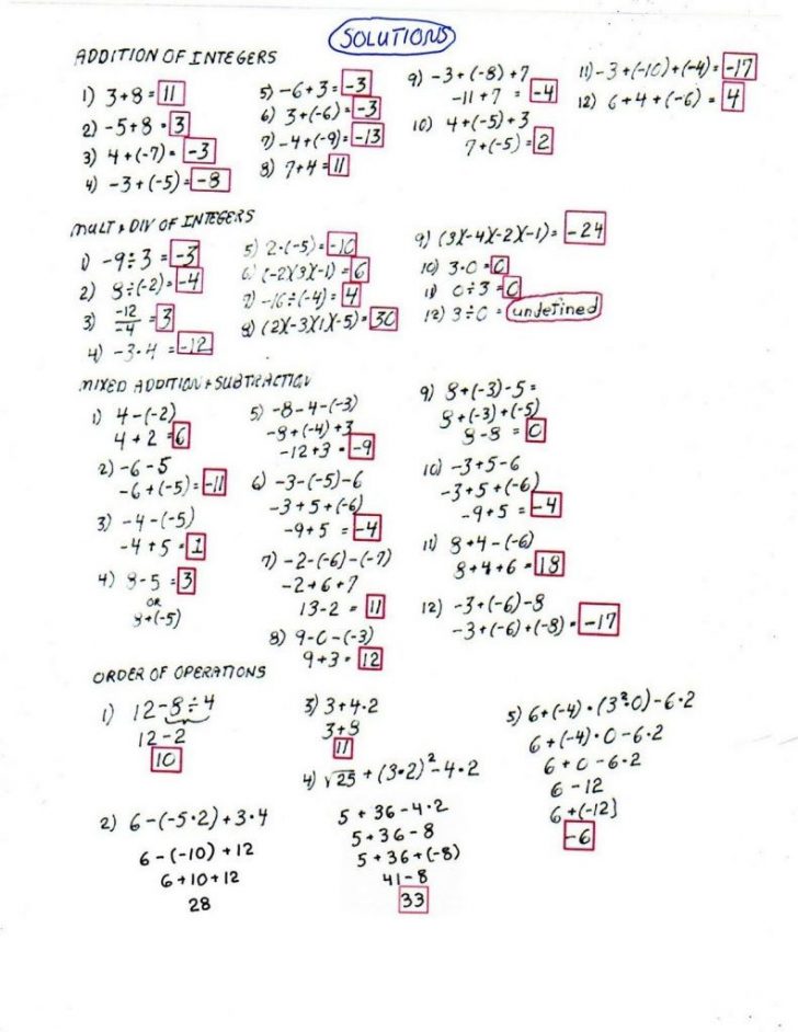 Free Printable Order Of Operations Worksheets Pemdas Worksheets With ...