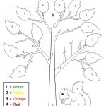 Free Printable Preschool Fall Themed Color By Number Worksheet | Free Printable Fall Worksheets Kindergarten