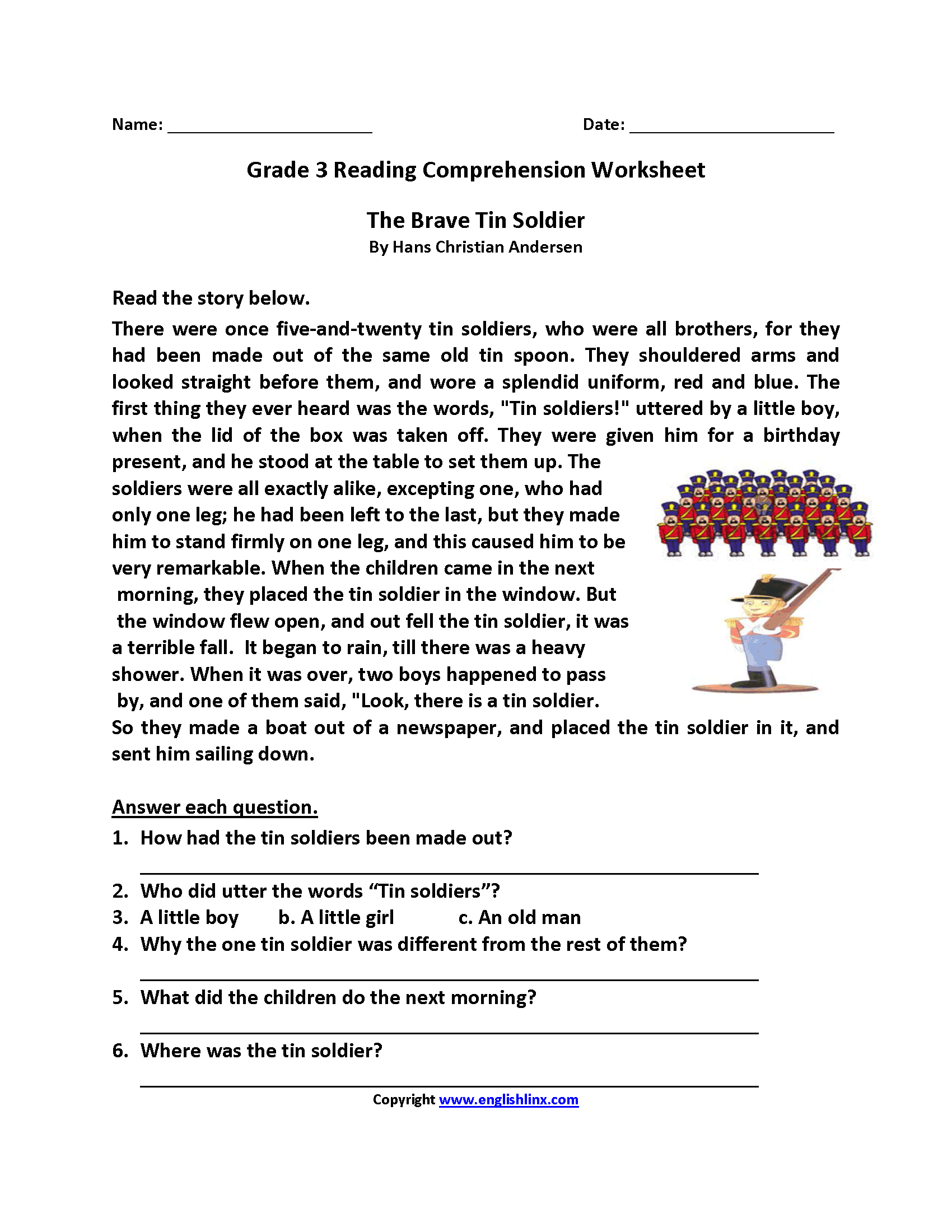 Free Printable Reading Comprehension Worksheets 3Rd Grade For Free | Free Printable Reading Comprehension Worksheets Grade 5