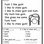 Free Printable Reading Worksheets For 1St Grade First Grade Reading | First Grade Printable Worksheets