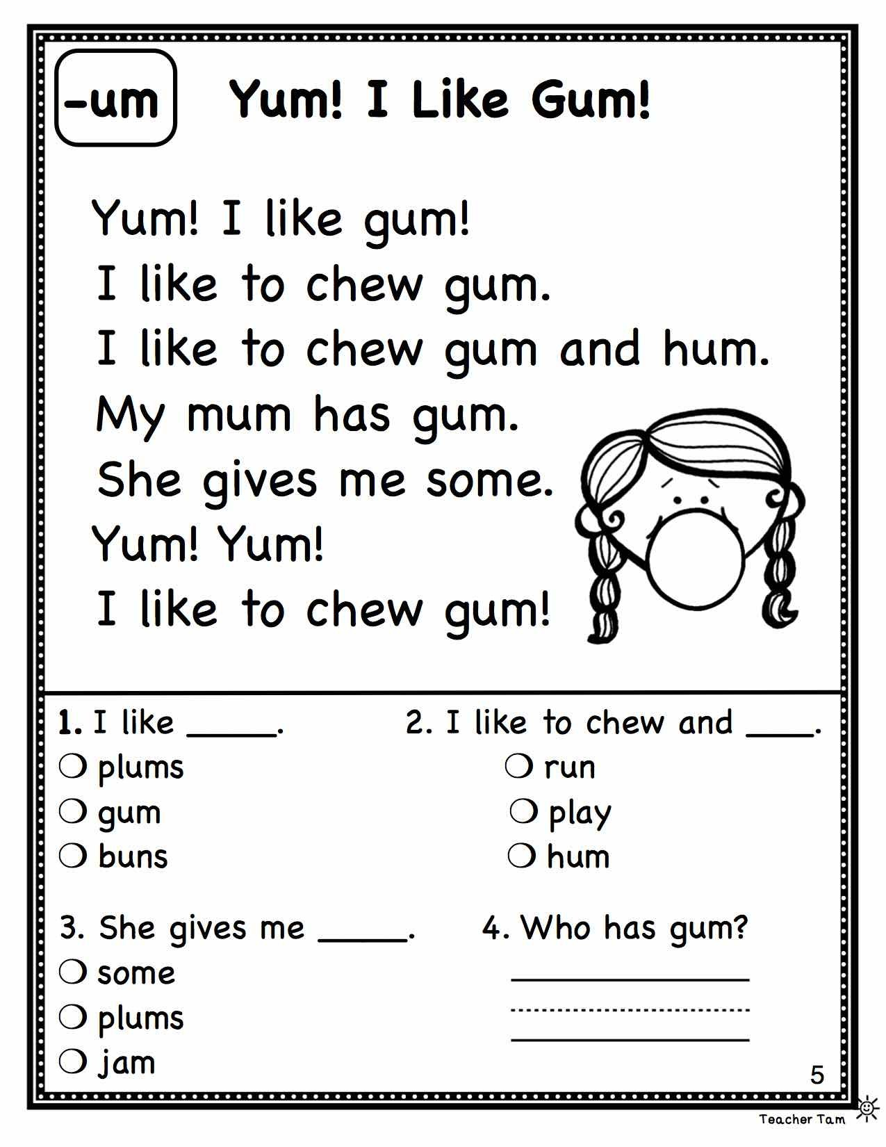 Free Printable Reading Worksheets For 1St Grade First Grade Reading | First Grade Printable Worksheets