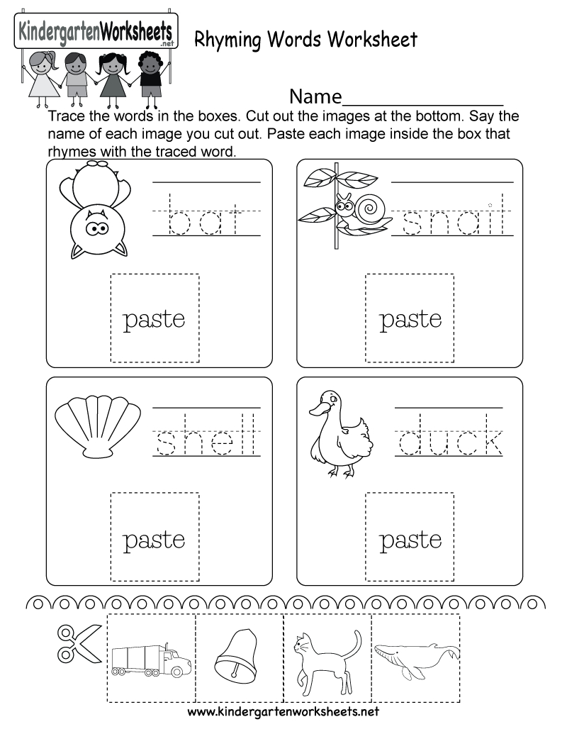 Free Printable Rhyming Words Worksheet For Kindergarten | Free Printable Rhyming Words Worksheets
