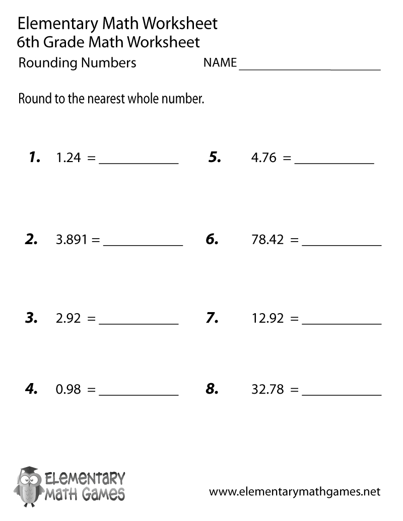 Free Printable Rounding Numbers Worksheet For Sixth Grade | Free Printable Worksheets For 6Th Grade