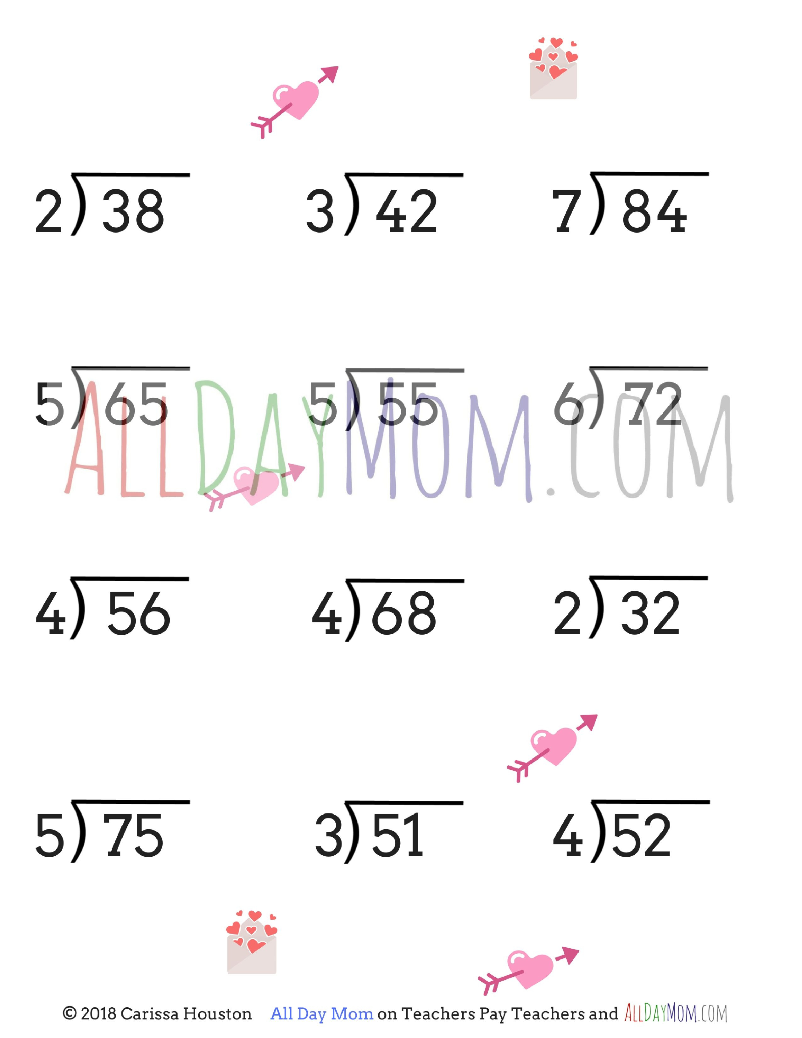 Free Printable Valentine&amp;#039;s Day Math Worksheets! | Homeschool Math | Printable Math Worksheets Long Division