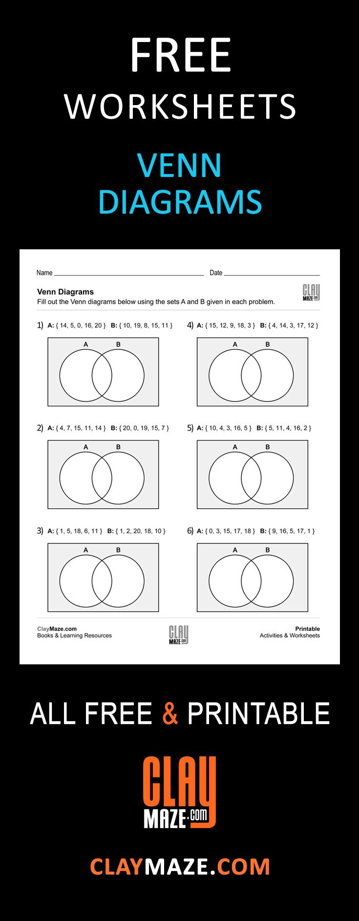 Free, Printable Venn Diagrams Worksheet - These Are Good For | Free Printable Venn Diagram Math Worksheets