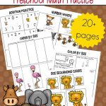 Free Printable Zoo Math Worksheets For Preschoolers | Free Printable Zoo Worksheets