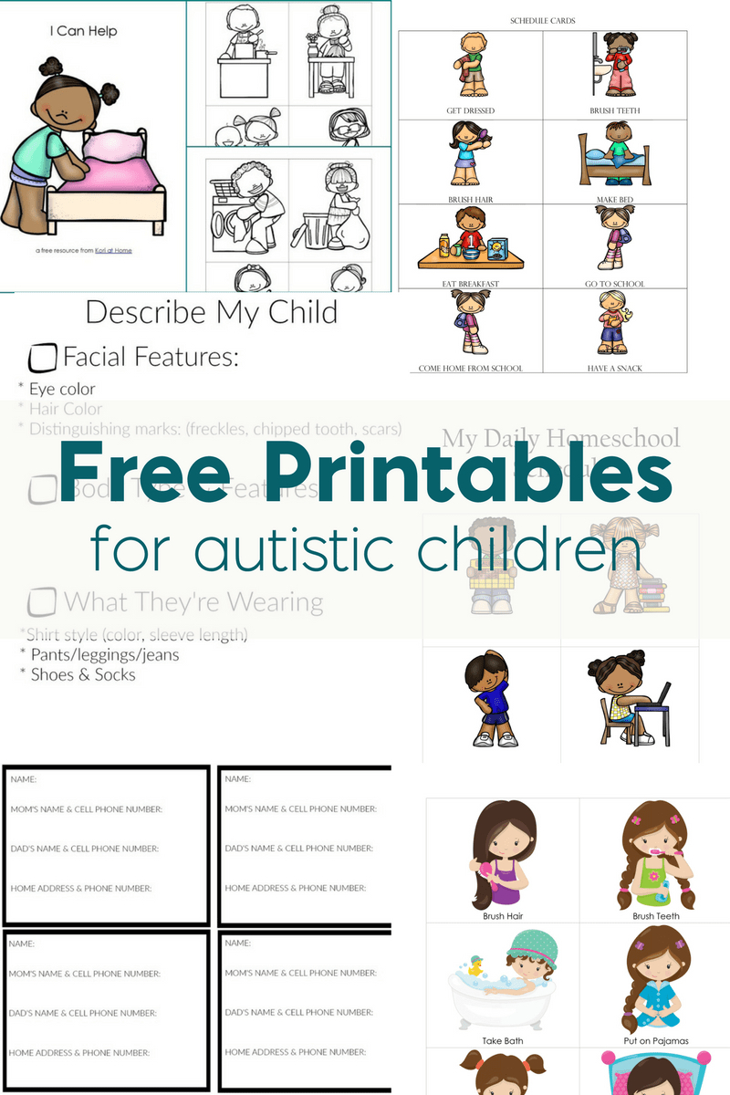 Free Printables For Autistic Children And Their Families Or | Free Printable Autism Worksheets
