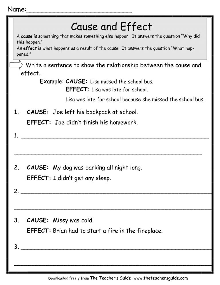 Free Reading Worksheets From The Teacher's Guide | Printable Literature ...