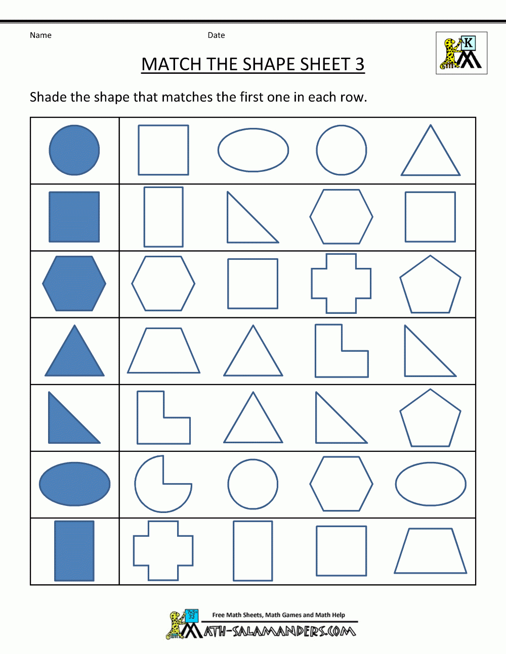 Free Shape Worksheets Kindergarten | Printable Shapes Worksheets