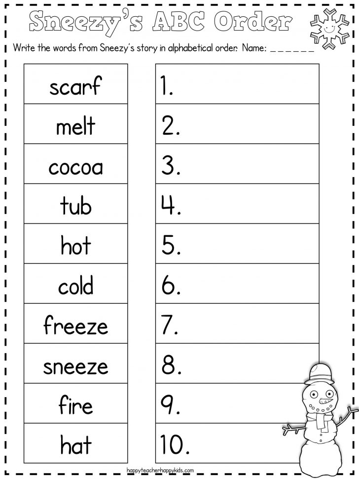 Free Sneezy The Snowman Abc Order Math Secret Code Activities 