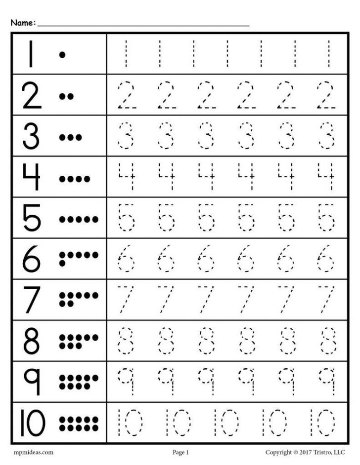 Free Tracing Worksheets Numbers 120 Preschoolers Kindergarten