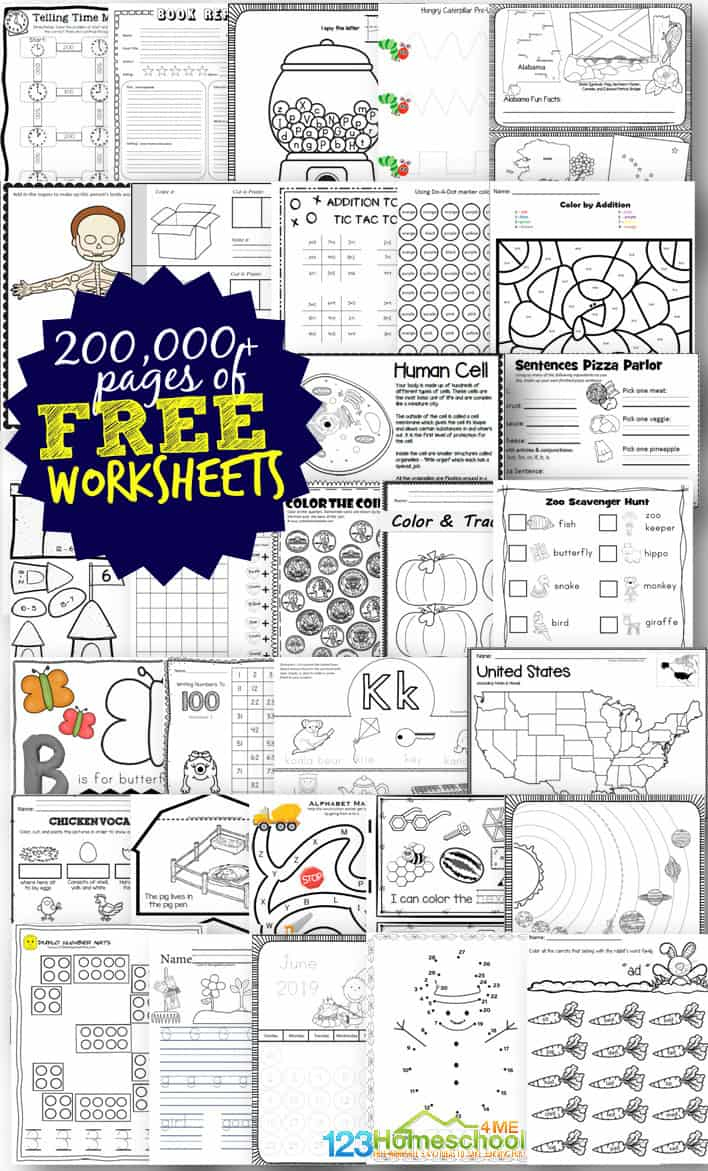 Free Worksheets - 200,000+ For Prek-6Th | 123 Homeschool 4 Me | Homeschool Printable Worksheets Kindergarten