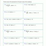 Free Worksheets For Evaluating Expressions With Variables; Grades 6 | Free Printable Algebra Worksheets Grade 6