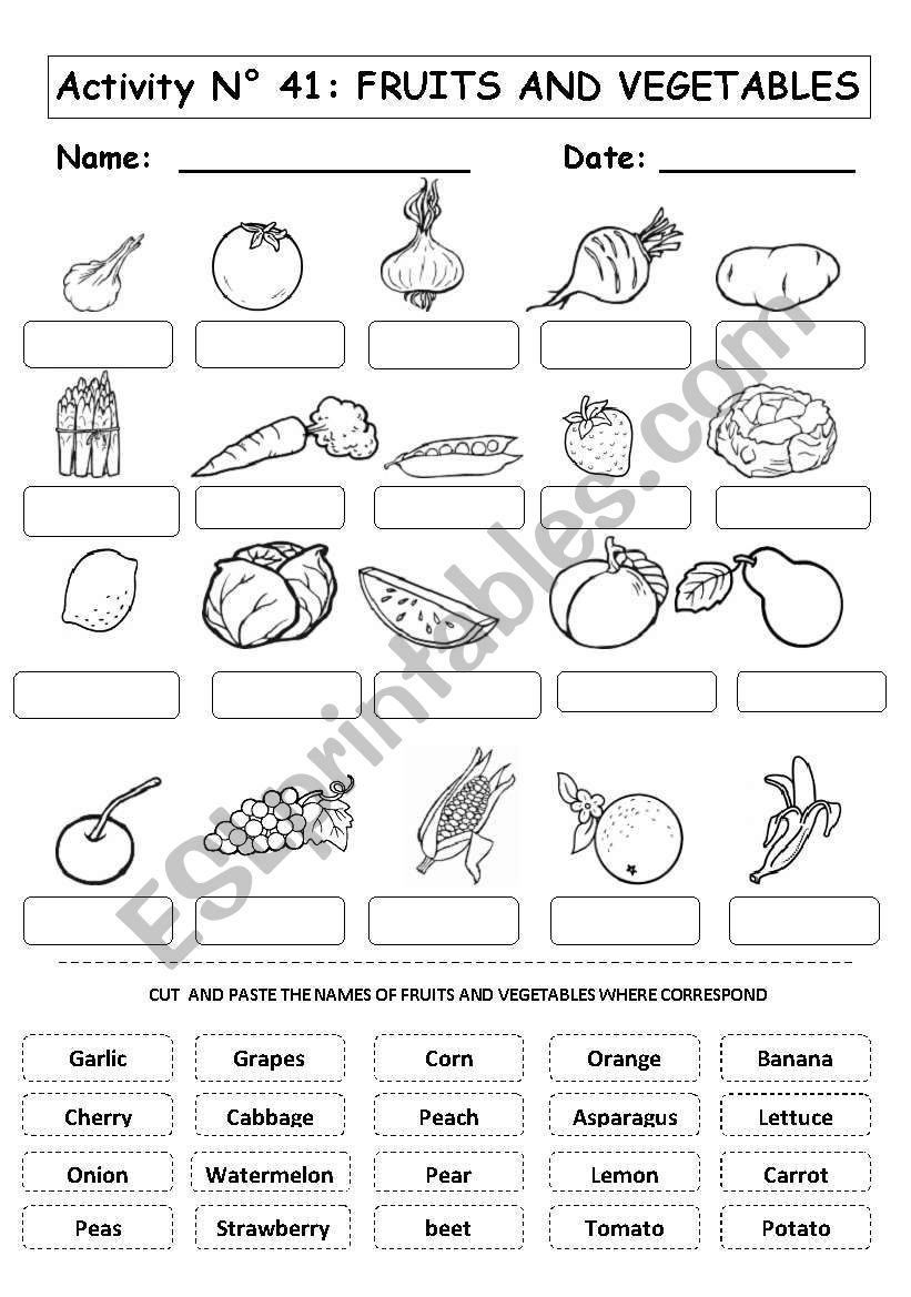 Fruits And Vegetables - Esl Worksheetandresdomingo | Vegetables Worksheets Printables