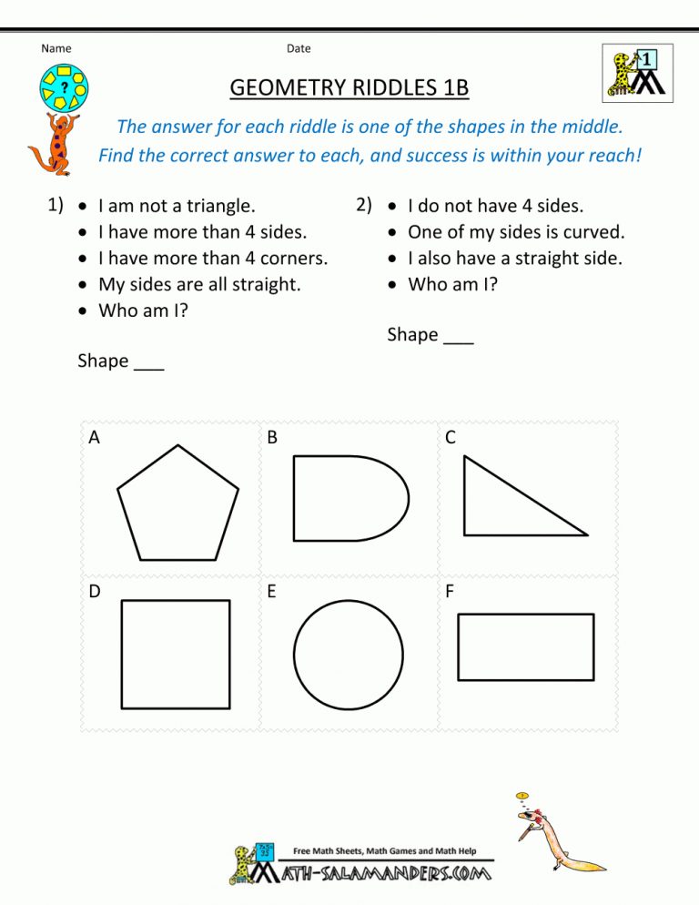 Geometry Worksheets Riddles Math Riddle High School Fr - Criabooks | Free Printable Geometry ...
