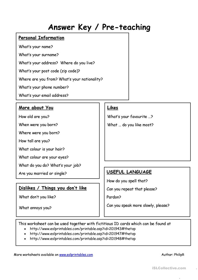 Printable Getting To Know You Worksheets Printable Worksheets