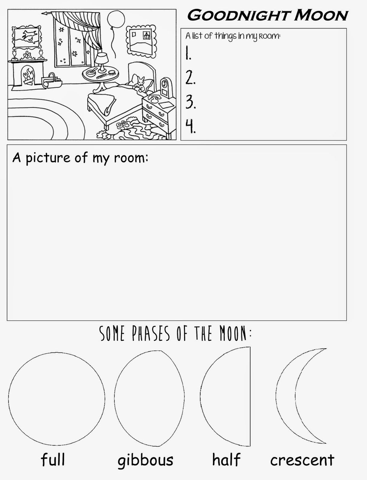 Goodnight Moon Free Printable Worksheet For Preschool Kindergarten | Goodnight Moon Printable Worksheets