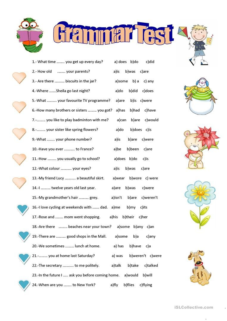 Grammar Test Worksheet - Free Esl Printable Worksheets Made | Esl Printable Grammar Worksheets