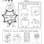 Grammar Worksheet   Free Kindergarten English Worksheet For Kids | Free Printable Preposition Worksheets For Kindergarten