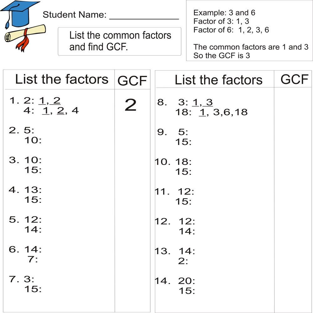 Greatest Common Factor 1To 20 (From Study Village Website. . .great | Free Printable Greatest Common Factor Worksheets