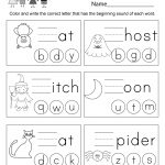 Halloween Spelling Worksheet   Free Kindergarten Holiday Worksheet | Printable Spelling Worksheets For Kindergarten