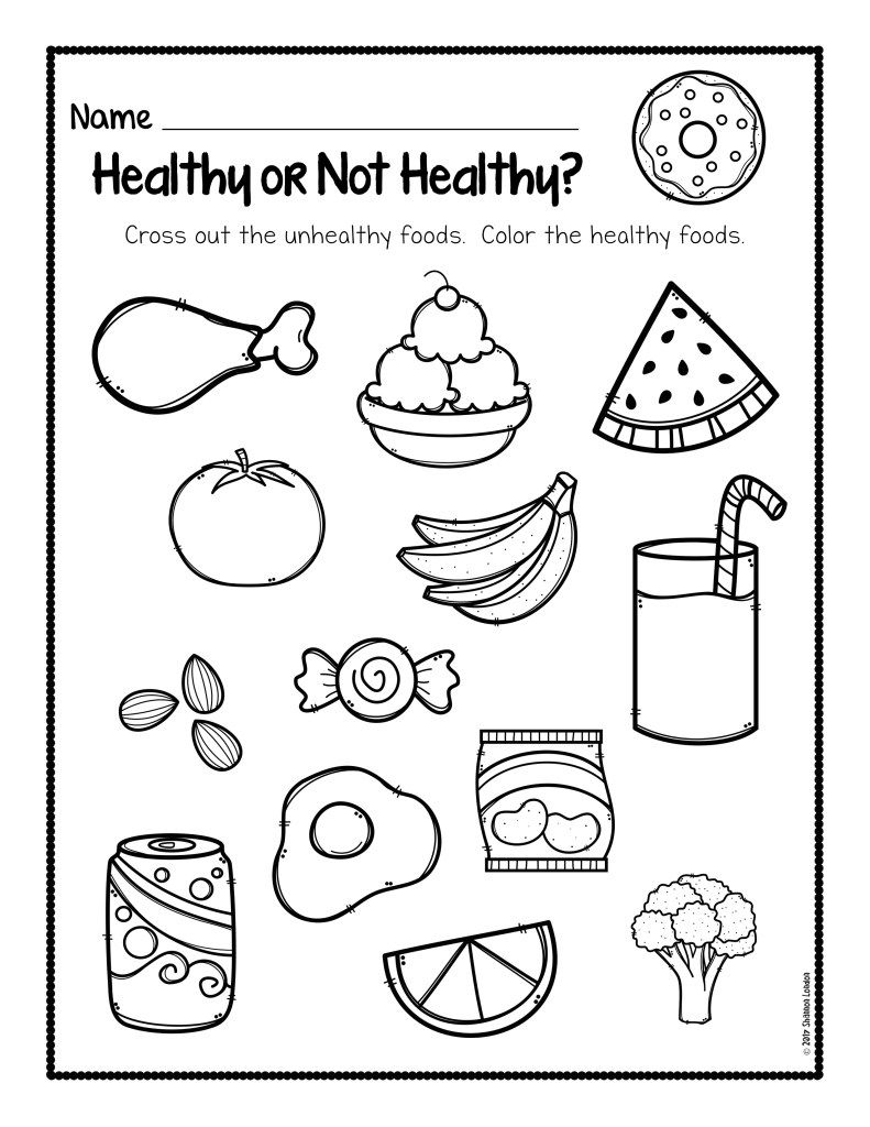 Healthy Or Not Healthy Preschool Worksheet | English Classroom | Free Printable Nutrition Worksheets