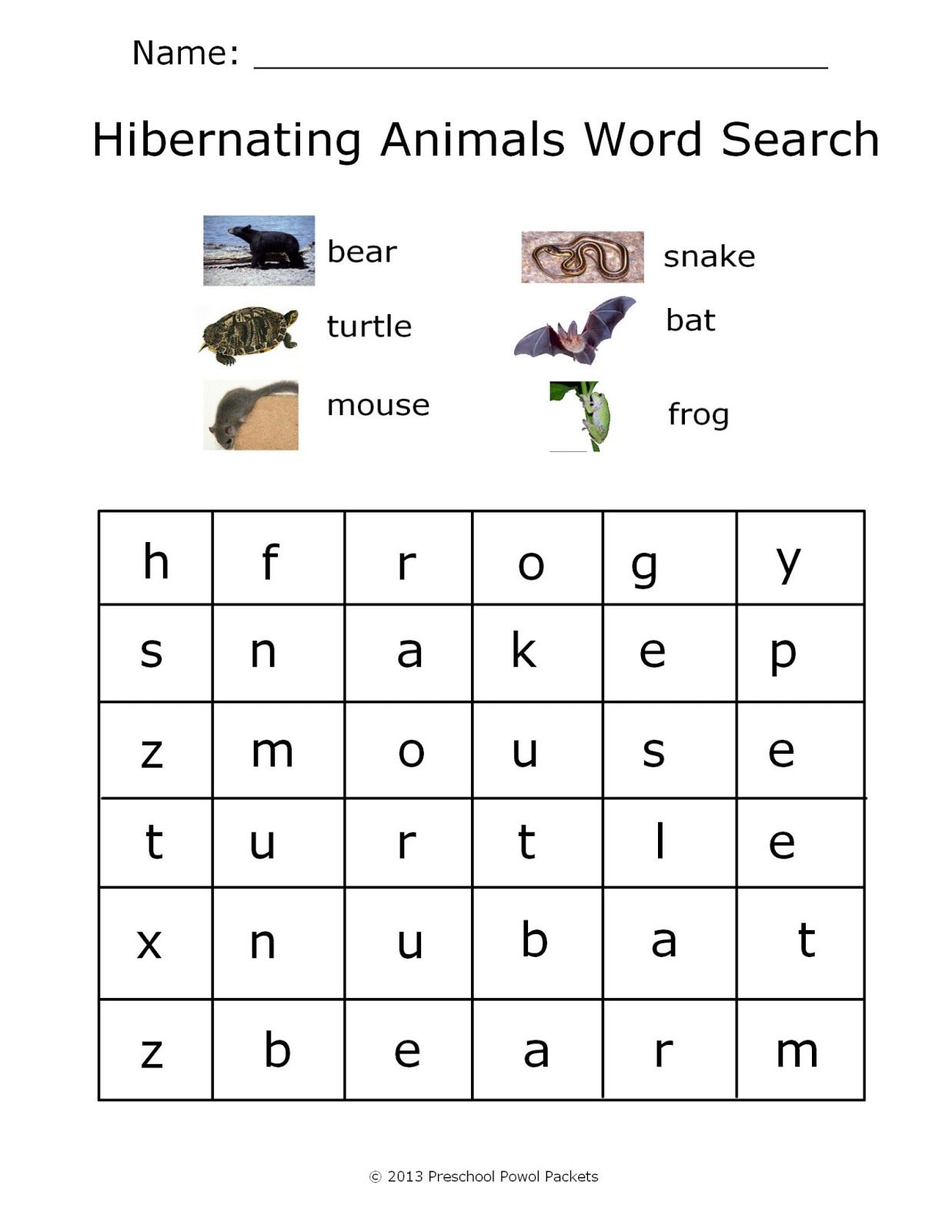 Hibernating Word Search Suitable For Prek | Hibernation | Pinterest | Free Printable Hibernation Worksheets