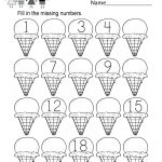 Ice Cream Missing Numbers 1 20 Worksheet For Kindergarten (Free | Counting Worksheets 1 20 Printable
