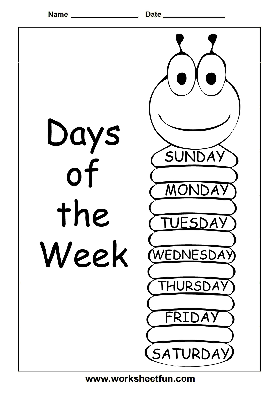 Insects Worksheets Free | Days Of The Week - Trace And Write - Free | Free Printable Worm Worksheets