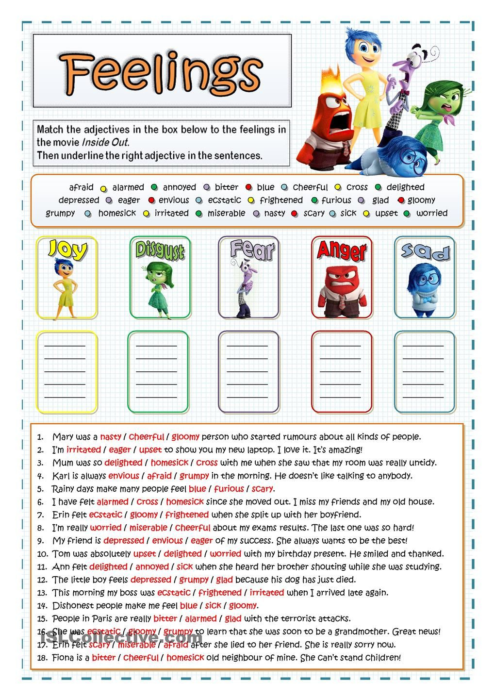 Inside Out Emotions Chart Printable