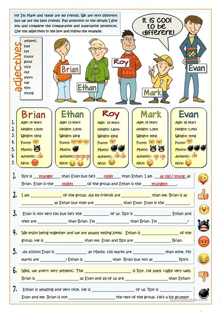 It&amp;#039;s Cool To Be Different - Comparative Worksheet - Free Esl | Comparative Worksheets Printable