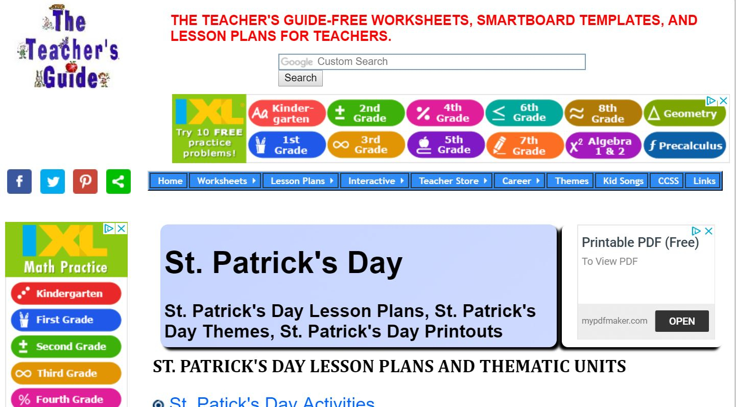 Ixl Math Website | Free Teacher Printables, Worksheets | Teacher Websites Free Printable Worksheets