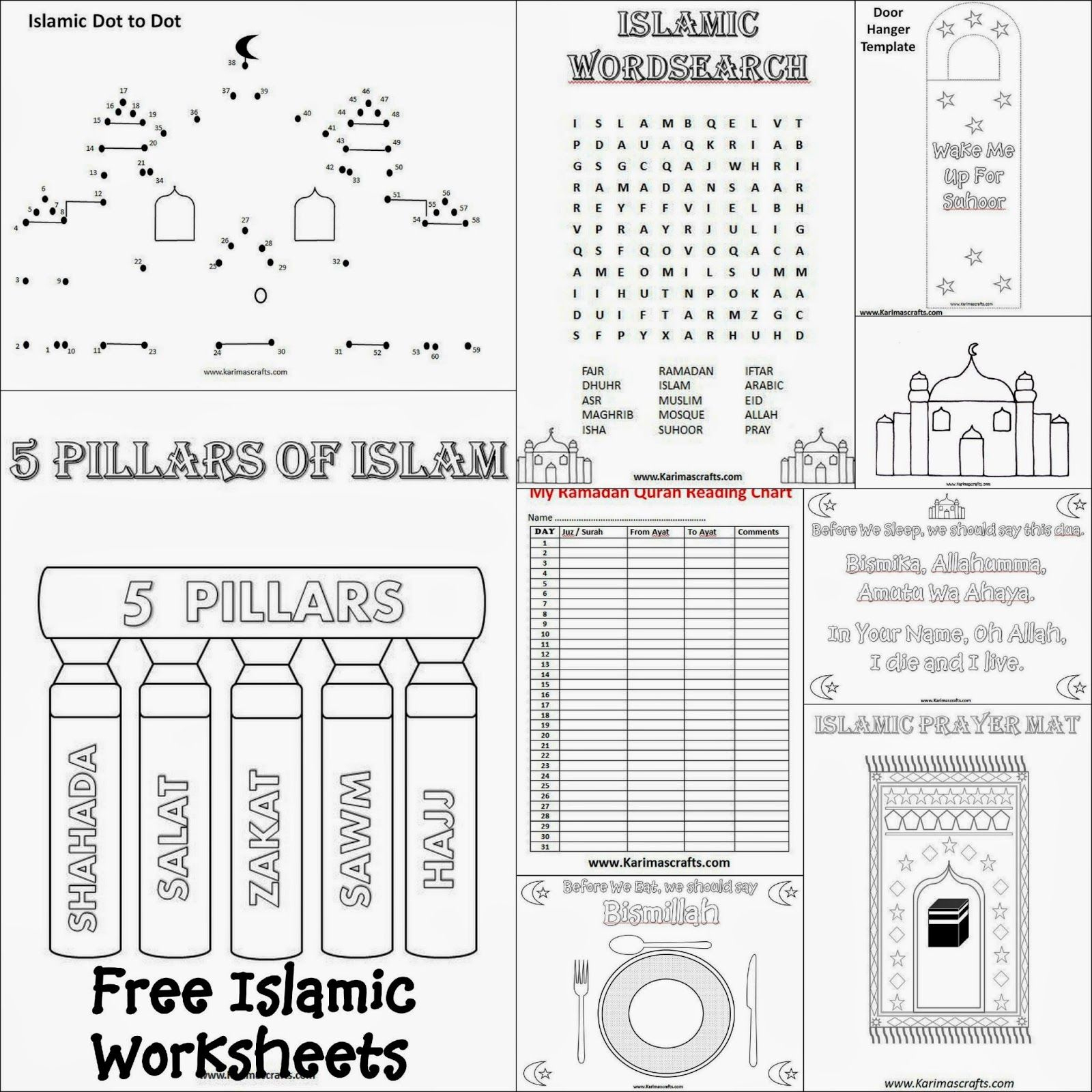 Karima's Crafts: Islamic Placemat And Worksheets - 30 Days Of | Ramadan Worksheets Printables