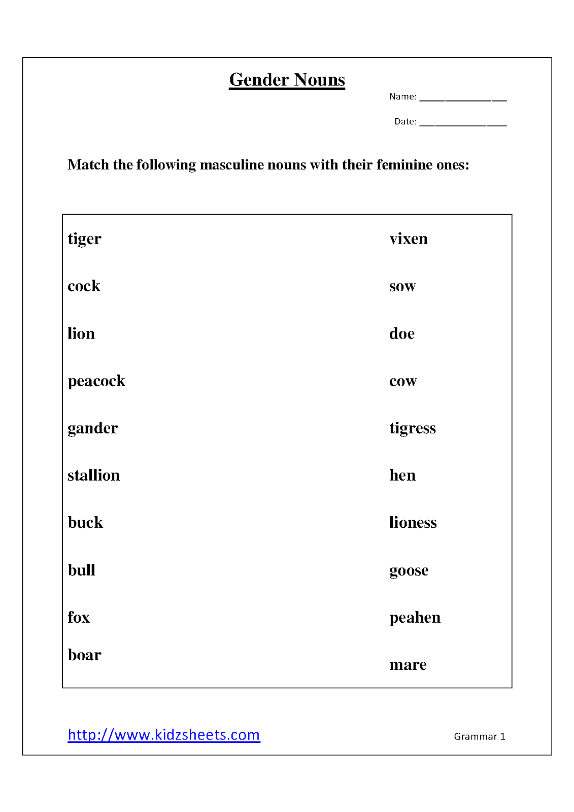 Free Printable Worksheets On Genders Printable Worksheets