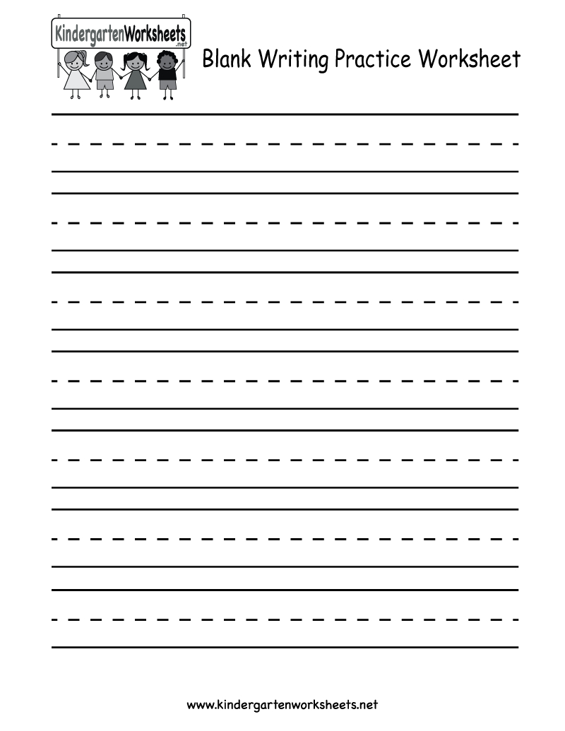 Kindergarten Blank Writing Practice Worksheet Printable | Writing | Printable Handwriting Worksheets For Kindergarten