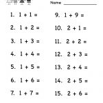 Kindergarten Column Addition Worksheet Printable | Teaching | Free Printable Math Worksheets For Kindergarten