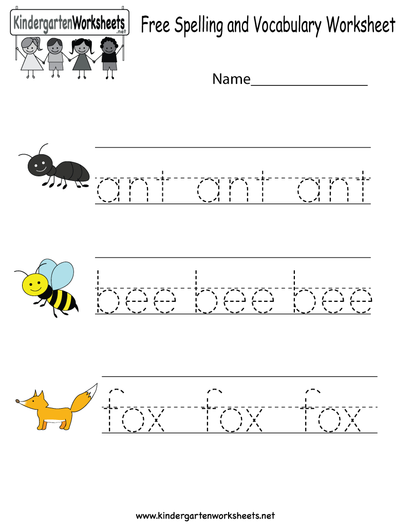 Kindergarten Free Spelling And Vocabulary Worksheet Printable | Printable Spelling Worksheets For Kindergarten