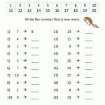Kindergarten Math Worksheets Printable   One More | Arithmetic Worksheets Printable