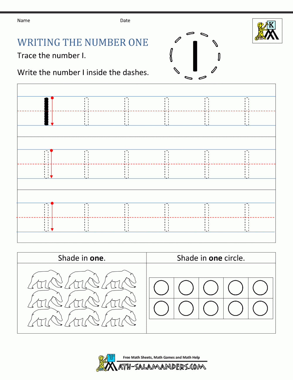 Kindergarten Printable Worksheets - Writing Numbers To 10 | Free Printable Number Worksheets For Kindergarten