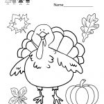 Kindergarten Thanksgiving Coloring Worksheet Printable   Free | Printable Thanksgiving Worksheets Kindergarten