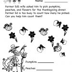 Kindergarten Thanksgiving Math Worksheet Printable | Teaching | Printable Thanksgiving Worksheets Kindergarten