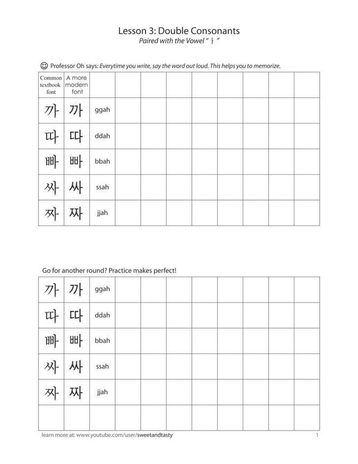 Korean Lesson 3: The 5 Double Consonants | Korean | Korean Alphabet ...