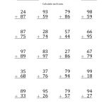 Large Print 2 Digit Plus 2 Digit Addtion With All Regrouping (A) | Printable 2 Digit Addition Worksheets