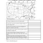 Latitude And Longitude Elementary Worksheets | Usa  Contiguous  | Latitude And Longitude Printable Practice Worksheets