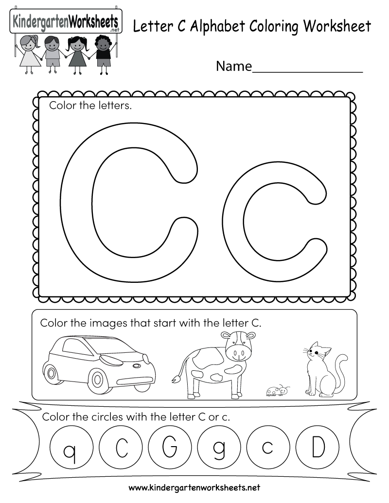 Letter C Coloring Worksheet - Free Kindergarten English Worksheet | Free Printable Preschool Worksheets Letter C